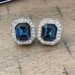 Elegant Silver and Blue Stud Earrings